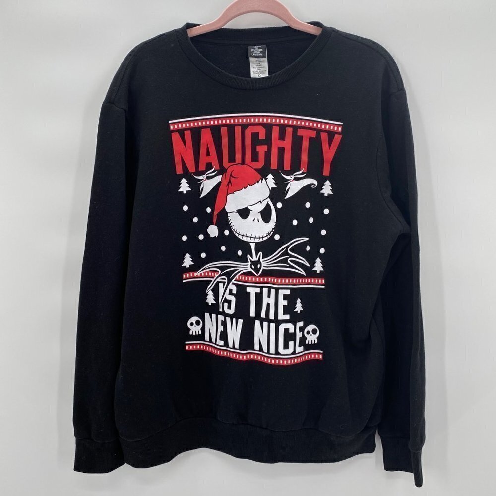Disney The Nightmare Before Christmas Black Crewneck Sweatshirt Women's Size L